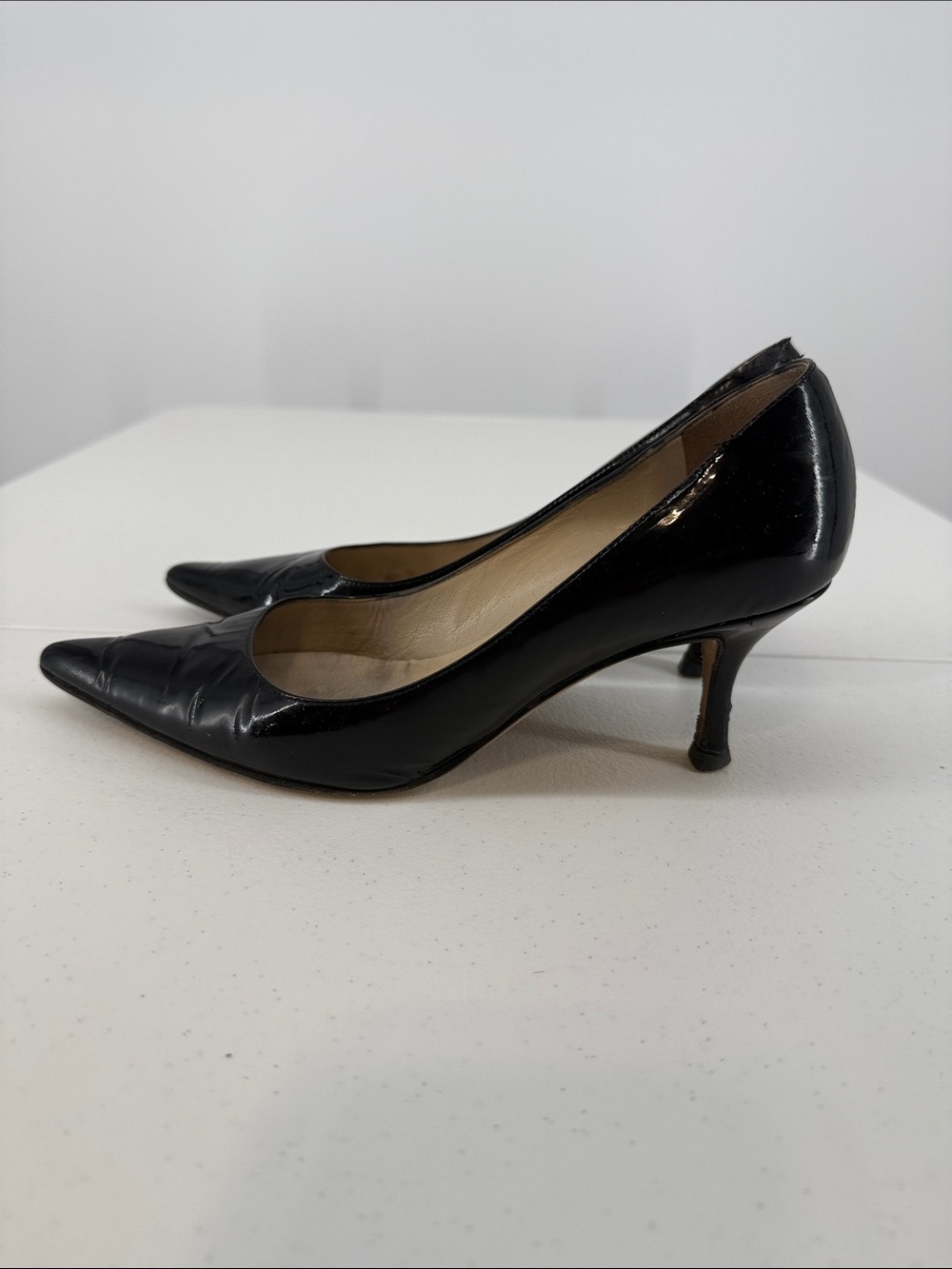 Jimmy Choo Black Patent Pointed-Toe Pumps - Picture 3 of 9